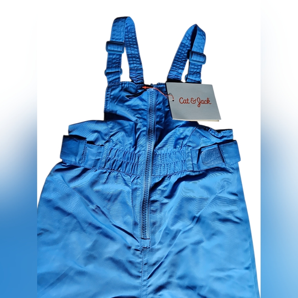 Cat & Jack Snow Bib Overalls Bright Blue - Picture 3 of 5